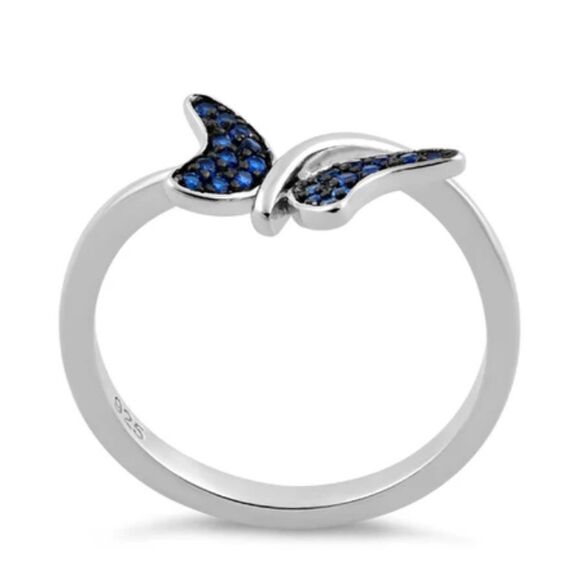 Sterling Silver Butterfly Blue Spinel CZ Ring Size 6 New - Picture 3 of 4